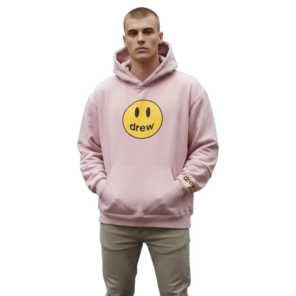 Drew House Mascot Hoodie Pink Smiley Face Logo Pullover Large RN146181